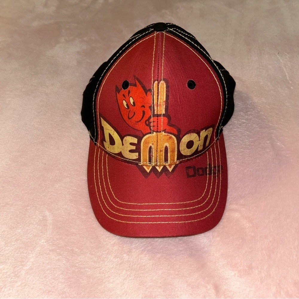 Dodge Demon red and black adjustable snap back baseball hat mopar